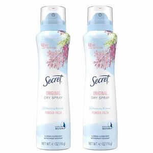 Secret‎ Original Dry Spray Deodorant Powder Fresh 4.1 oz Lot of 2 48HR